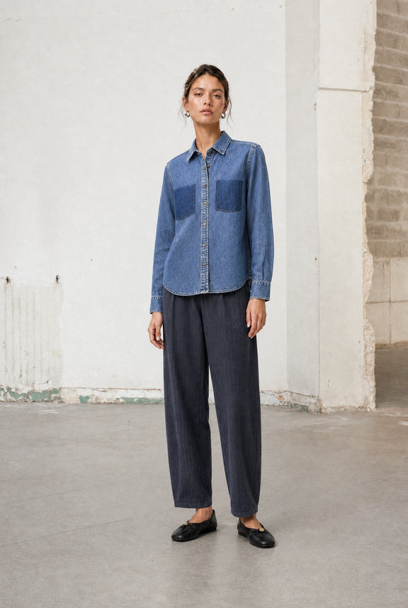 Viscose barel Pants | Blue