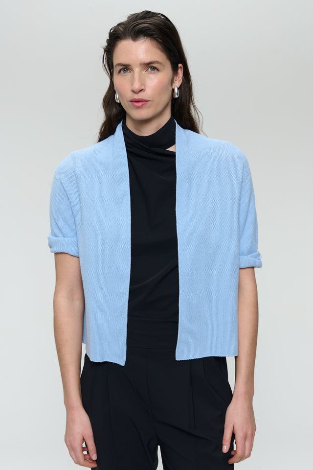 Seamless cotton cardigan 394 | Azzurro