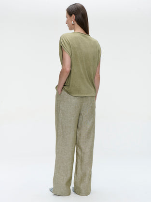 Folly linnen pants | Green Melange