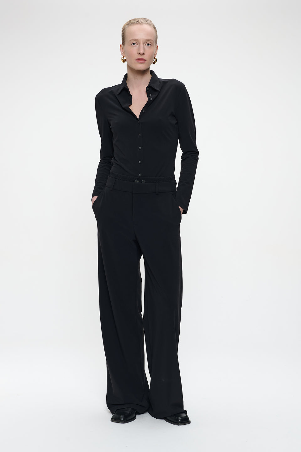 Kikkie blouse brush tech jersey | Black