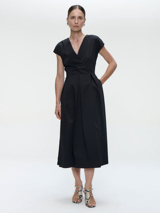 Poplin long dress 2945 | Black