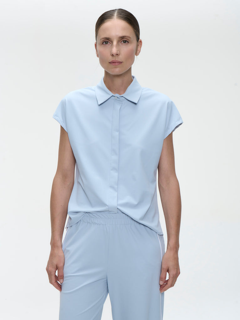 Wilma structure tech jersay blouse | Light Blue