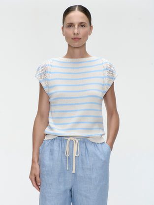 Top E26029 | Ecru Blue