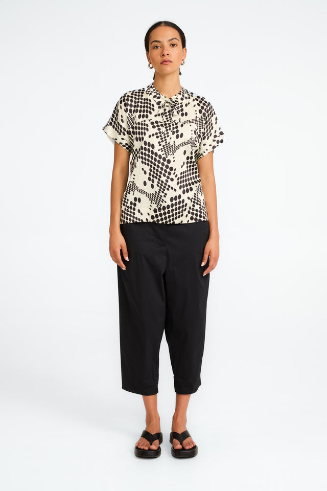 Lucca printed strech viscose top | White