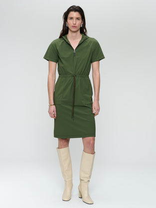 Evi strech technical jersey dress | Oliva green