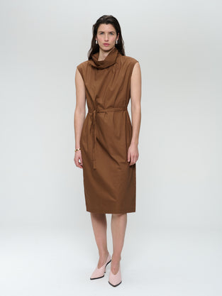 Dress poplin cotton blend | Brown