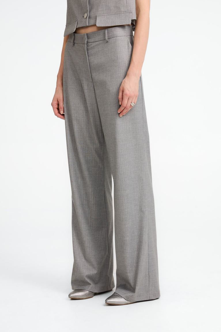 Yvette shiny line viscose pants | Grey