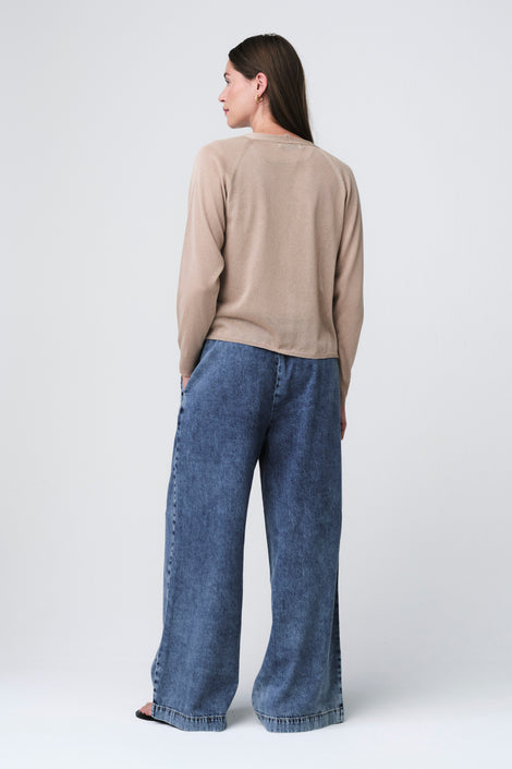 Fine Viscose Cardigan 26023 | Gold Beige