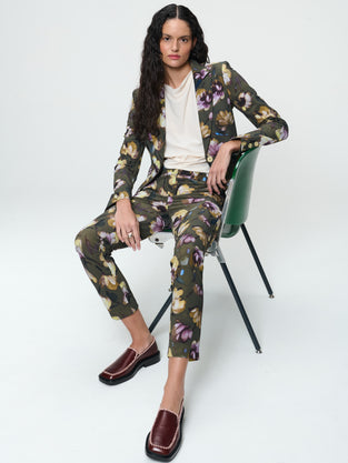 Elvira blazer print technical jersey | Multi Green