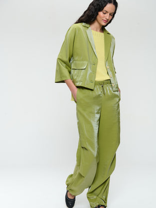 AvalonN shiny viscose pants | Lime