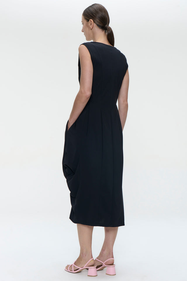 Ria WS stretch technical jersey dress | Black