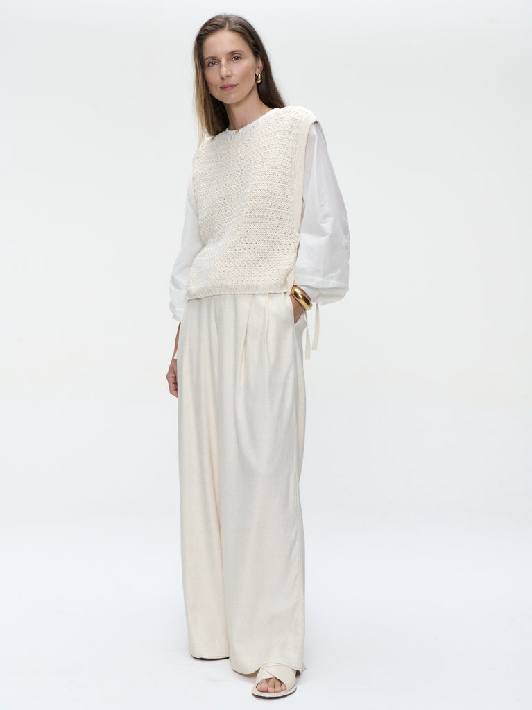 Takara linen mix pants | Champagne