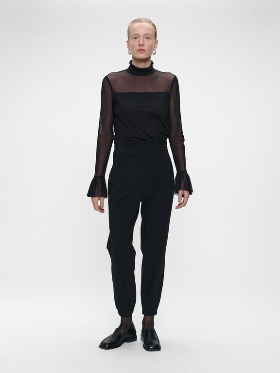 Lori strech technical jersey pants | Black