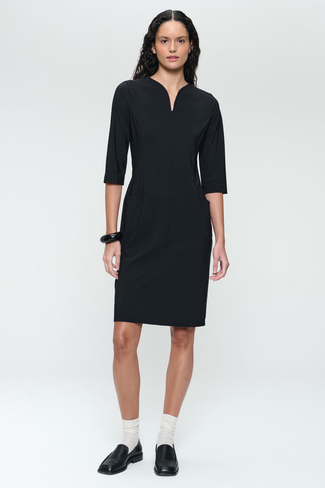 Martinas strech technical jersey dress | Black