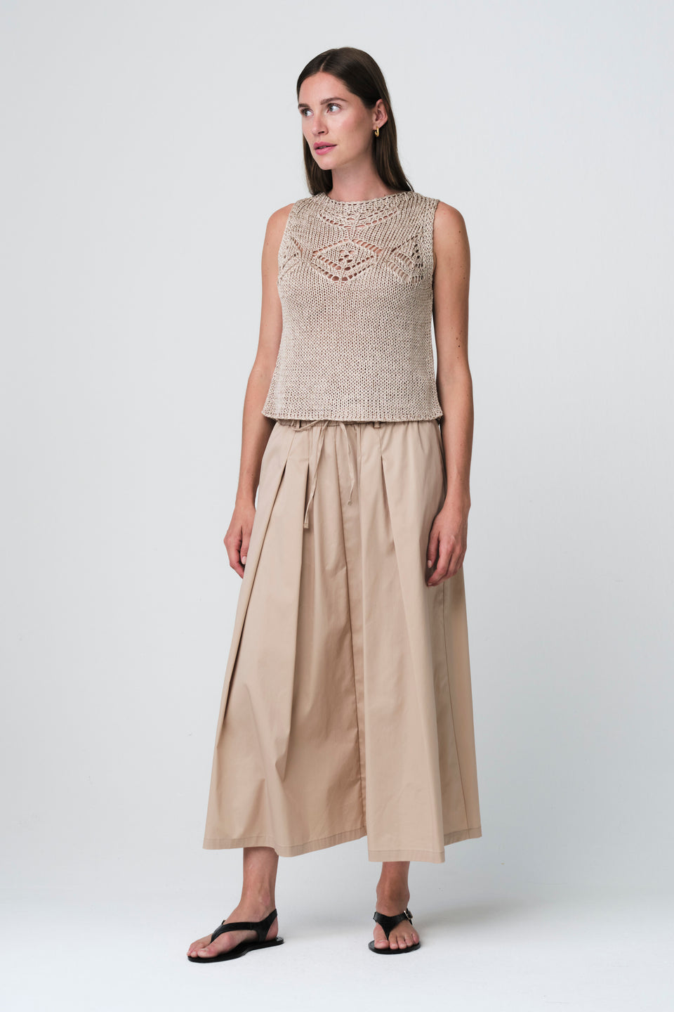 Sequined hole top 25052 | Beige