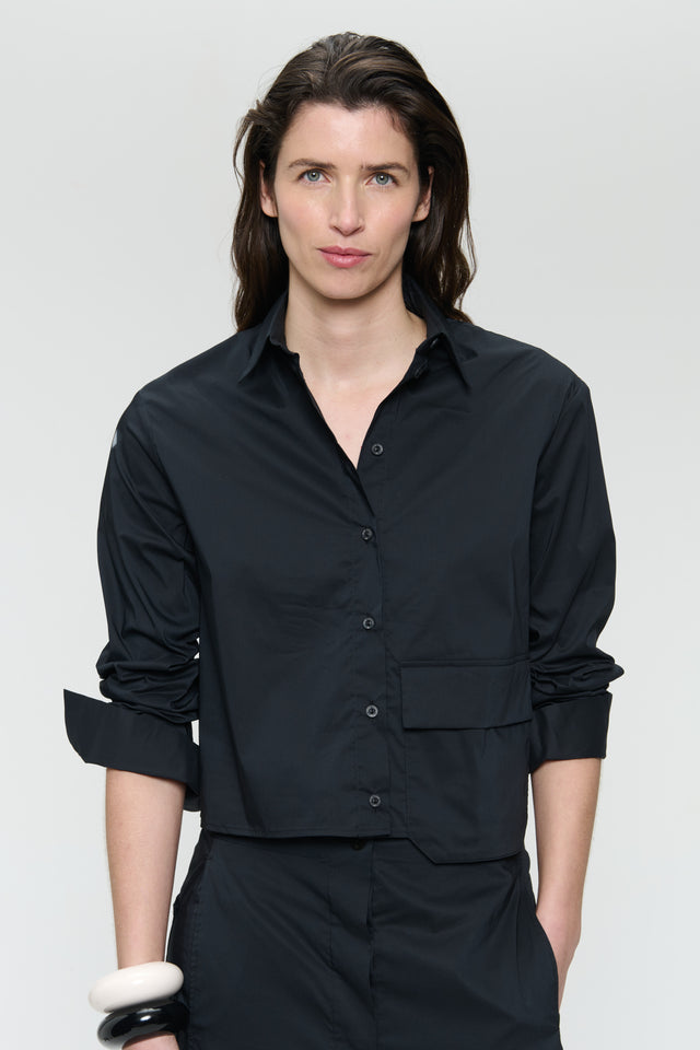 Kerry cotton poplin blouse | Black