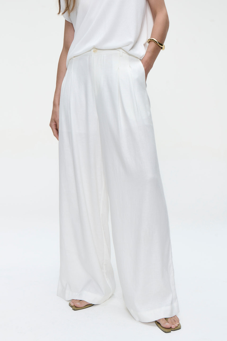 Takara linen mix pants | White