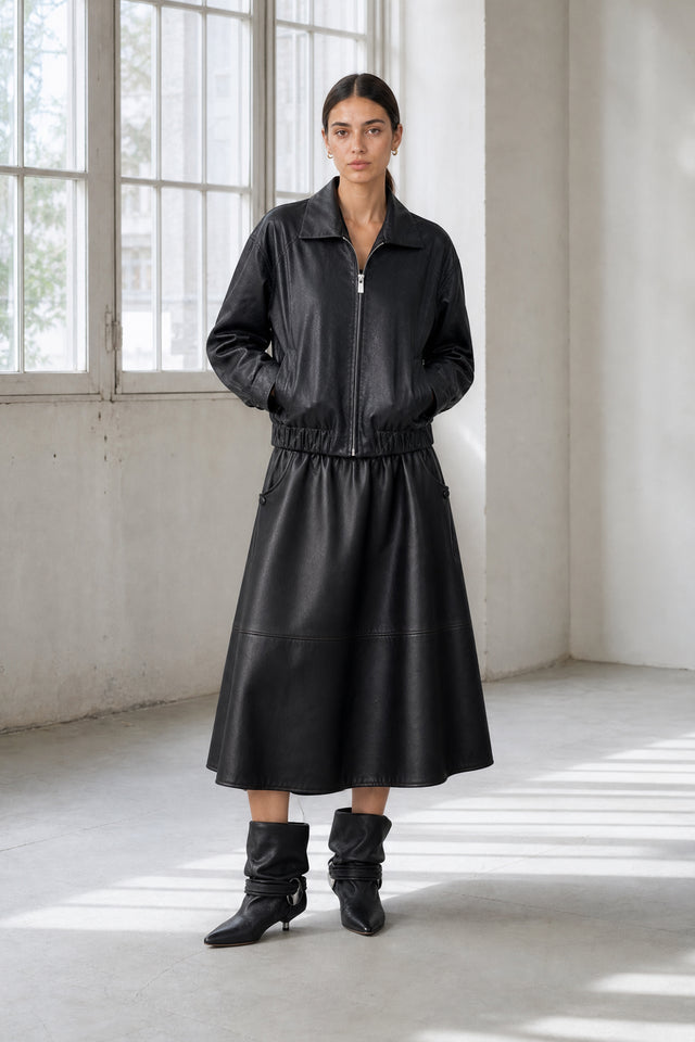 Pola eco leather bomber jacket | Black
