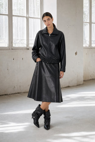Pola eco leather bomber jacket | Black