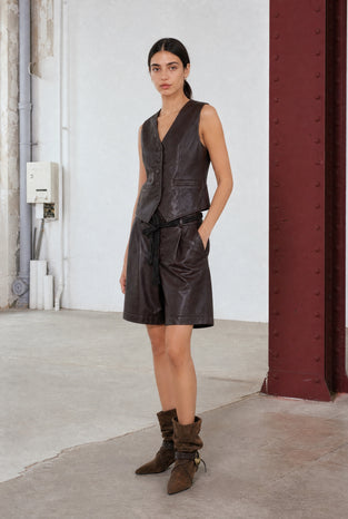 Arian eco leather vest | Dark Brown