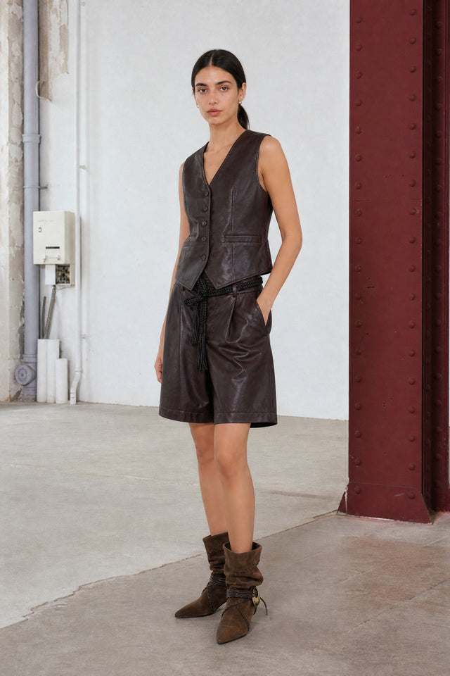 Arian eco leather vest | Dark Brown