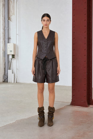 Arian eco leather vest | Dark Brown