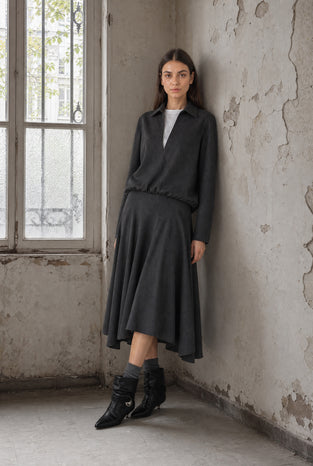 Marta asymmetrical viscose skirt | Anthracite