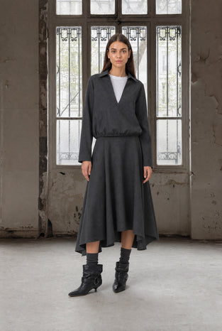 Dina viscose double blouse | Anthracite