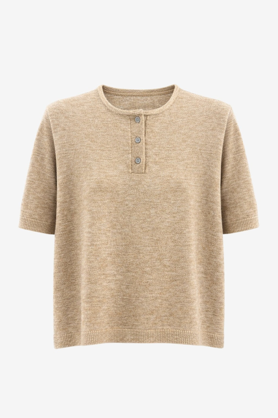 Moon plain knit top | Beige Melange
