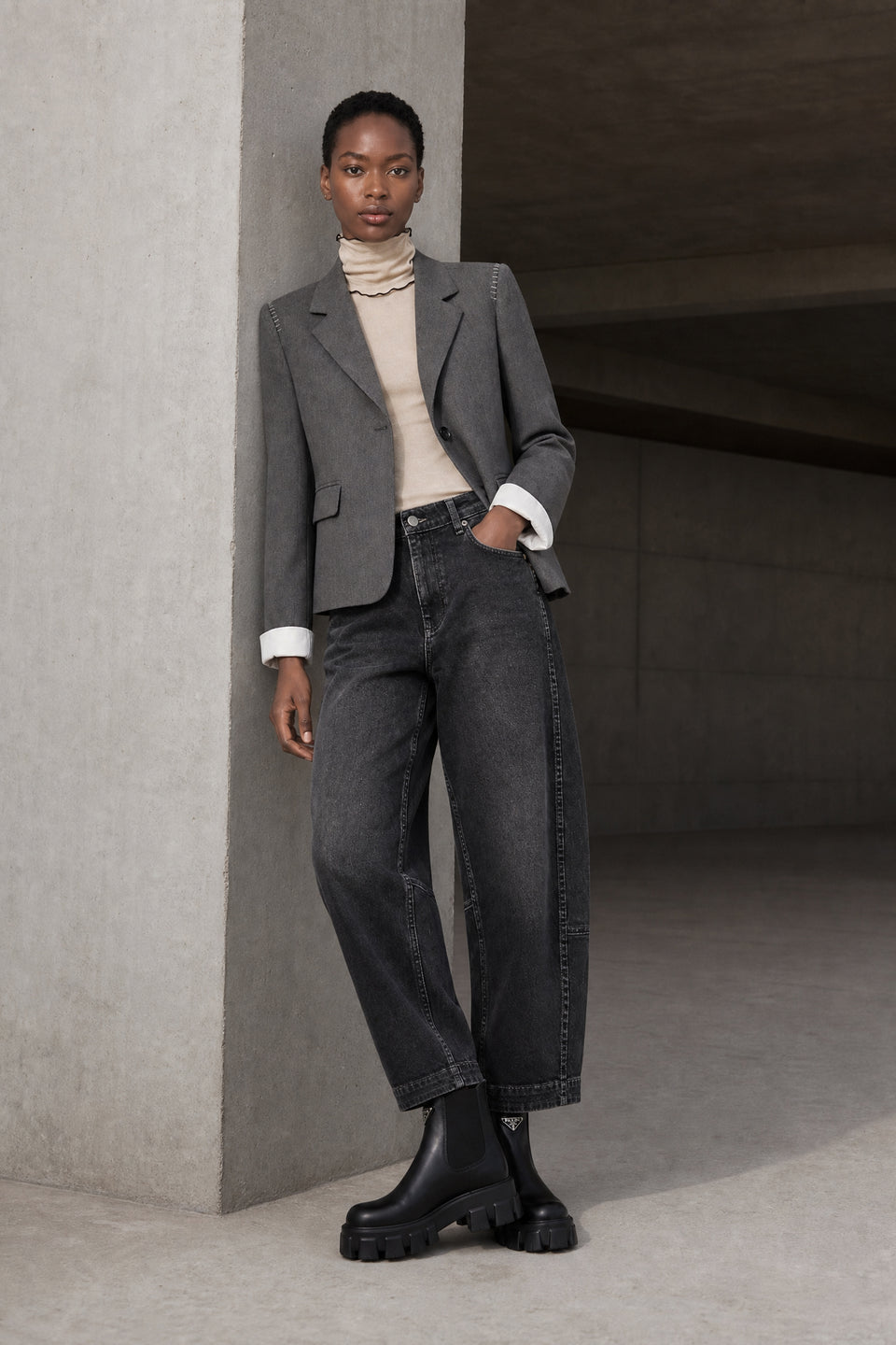 Eleni viscose basic blazer | Grey