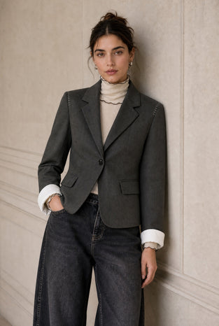 Eleni viscose basic blazer | Melange