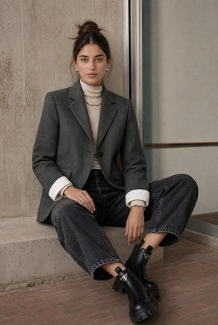 Eleni viscose basic blazer | Melange