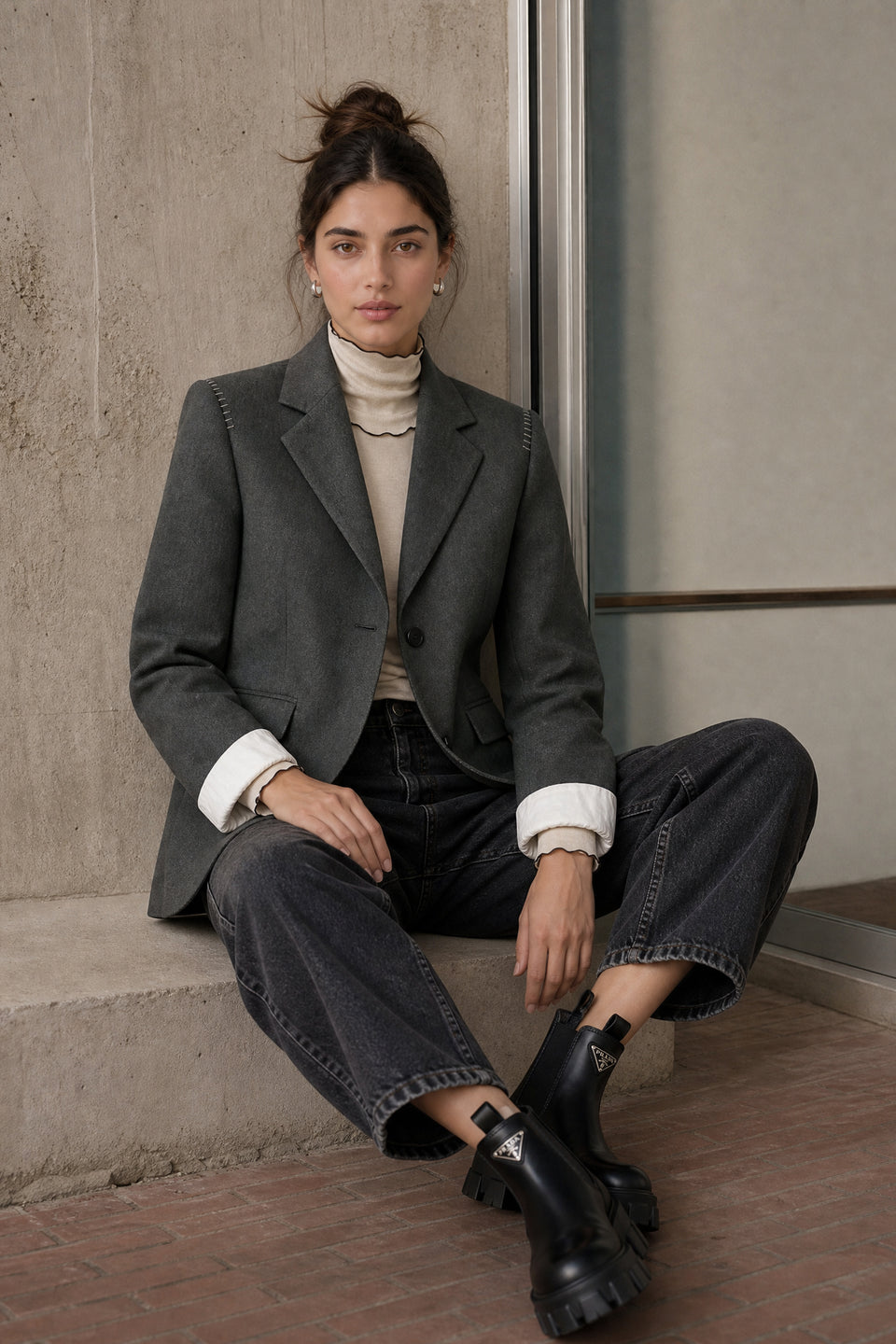 Eleni viscose basic blazer | Melange