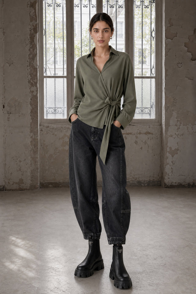 Vivi lyocell knot blouse | Army