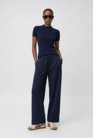 Rina rib knit top | Dark Blue
