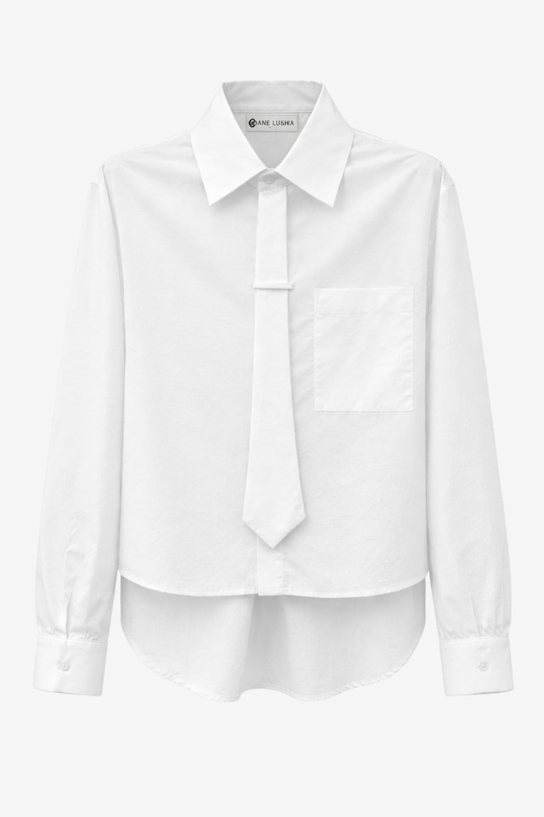 Maia tie-neck cotton blouse | White
