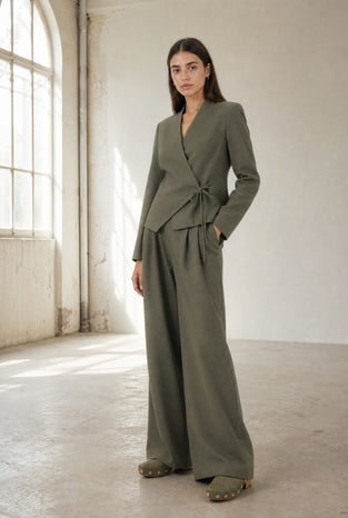 Jade fitted viscose blazer | Green Melange