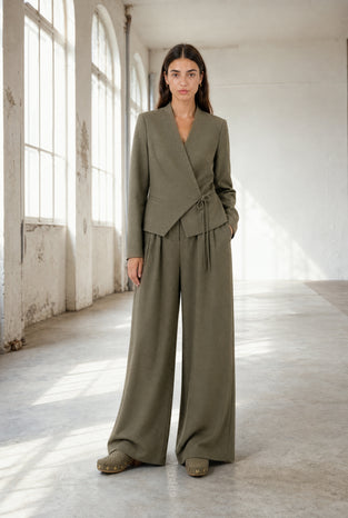 Jade fitted viscose blazer | Green Melange