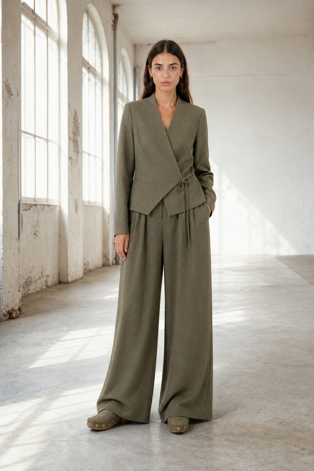 Jade fitted viscose blazer | Green Melange