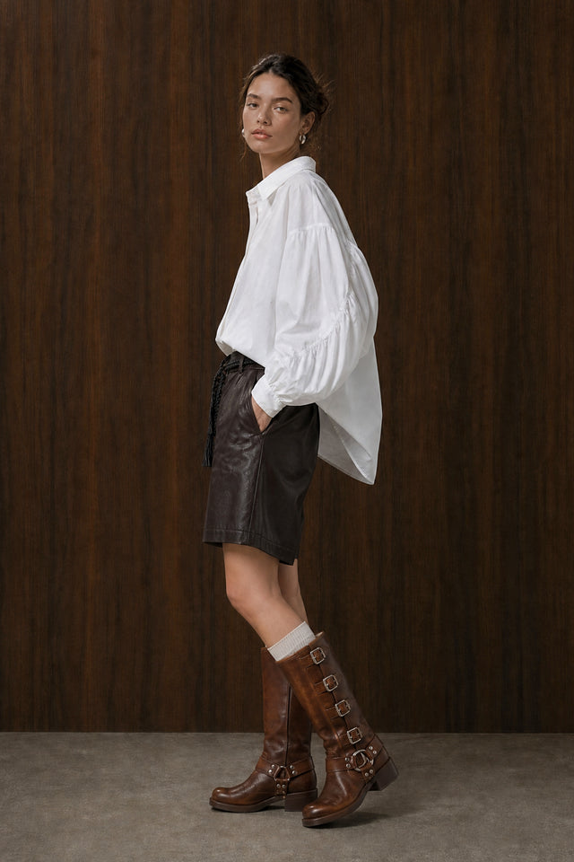Adelina cotton oversized blouse | White