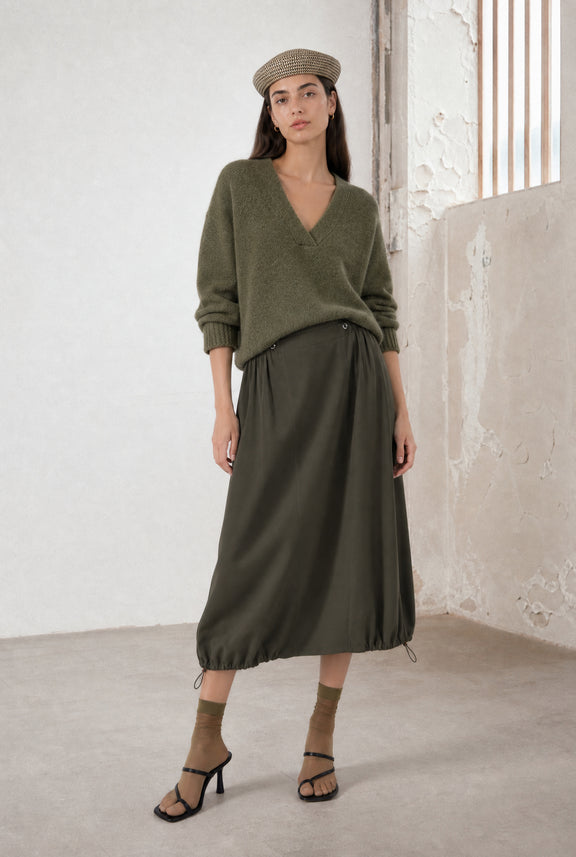 V-neck melange pullover 26553 | Green