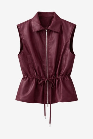 Alora eco leather vest | Bordo