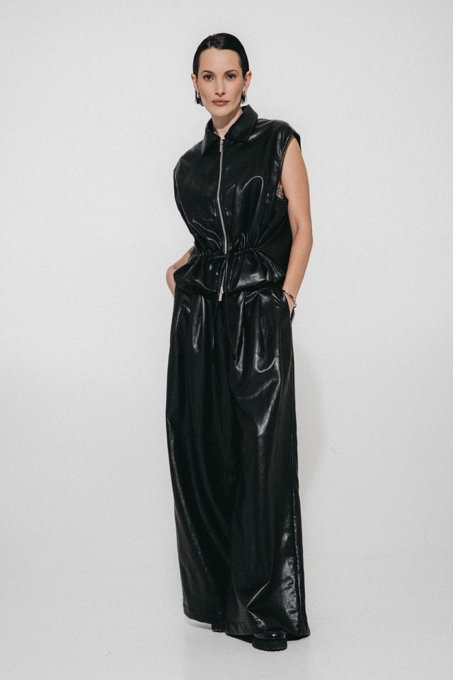 Alora eco leather vest | Black