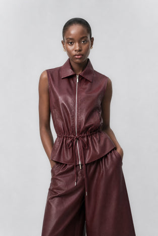 Alora eco leather vest | Bordo