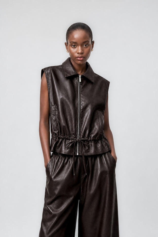 Alora eco leather vest | Dark Brown