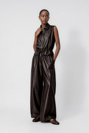 Alora eco leather vest | Dark Brown