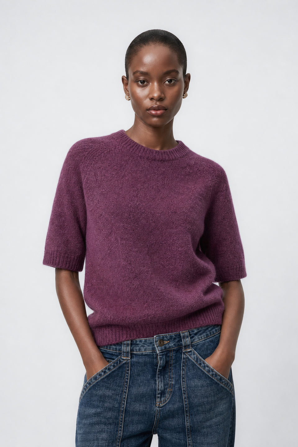 Alpaca knitted top WP01 | Burgundy