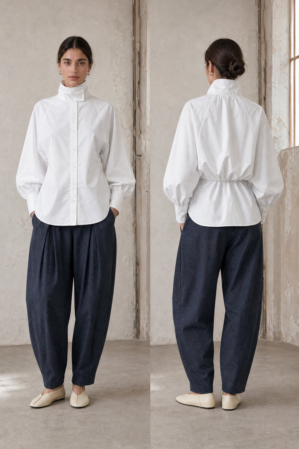 Bree cotton poplin blouse | White
