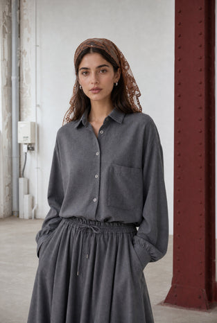 Camilla light flannel blouse | Dark Grey