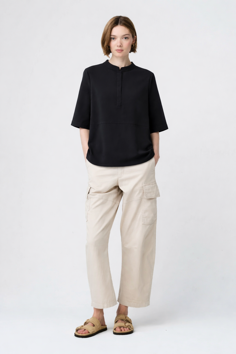 Damiana stretch technical jersey top | Black